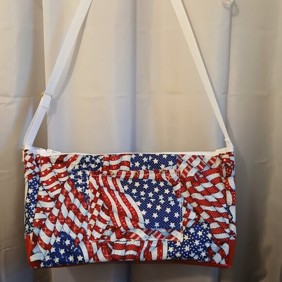 New Patriotic Stars & Stripes USA Sling Crossbody Purse Shoulder Bag Large 18x9x - Picture 9 of 15